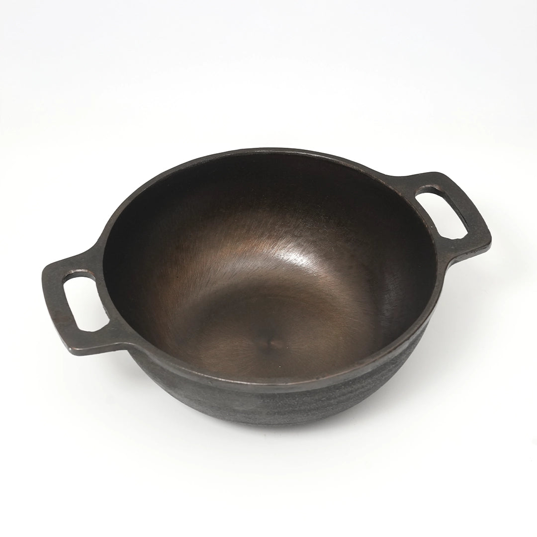 Very Deep Castiron Kadai Pre Seasoned Double Handle 10inch