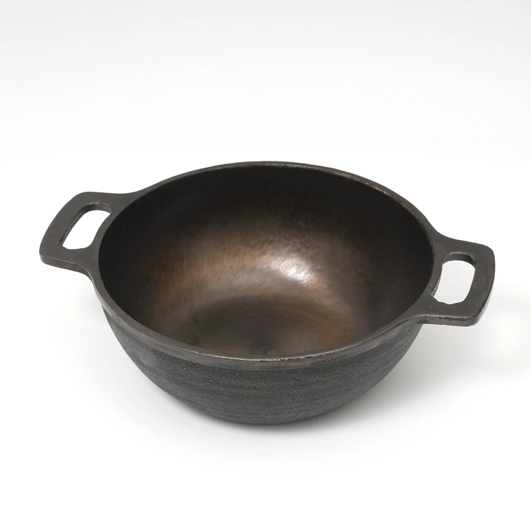 Very Deep Castiron Kadai Pre Seasoned Double Handle 10inch