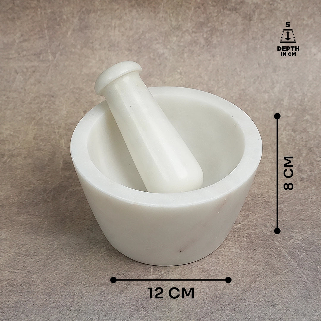 Noor White Marble Mortar and Pestle