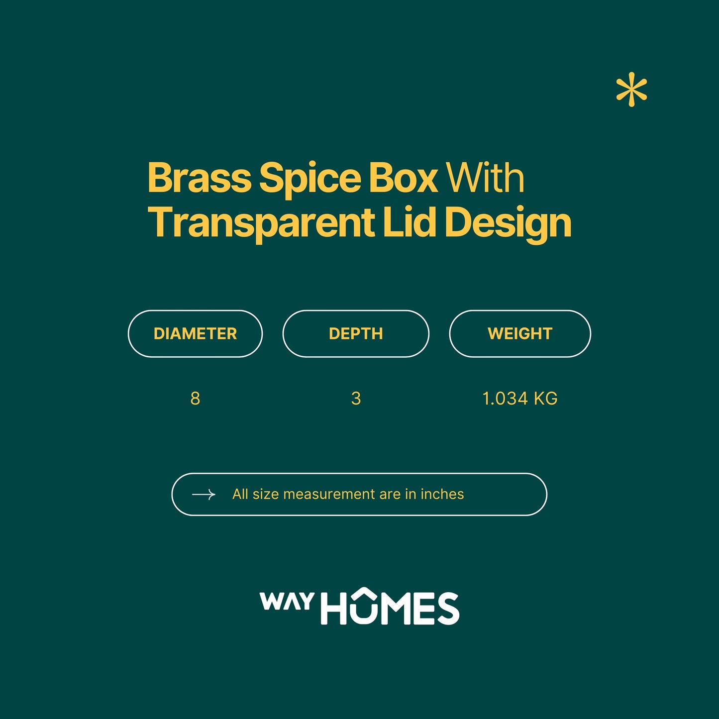 Brass Masala Box with Acrylic Lid