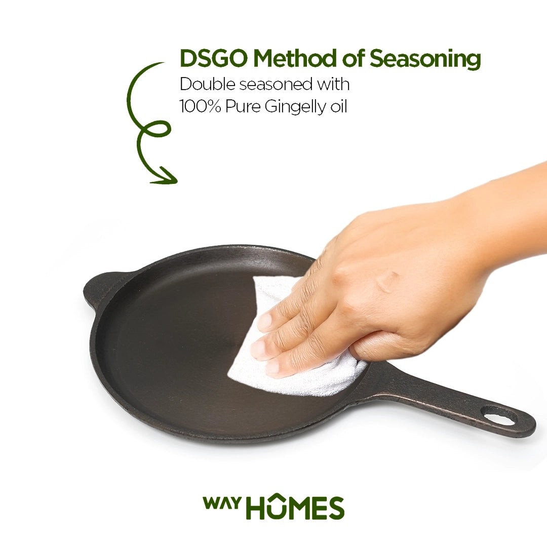 Castiron Shallow Fry Pan With Handle Pre Seasoned