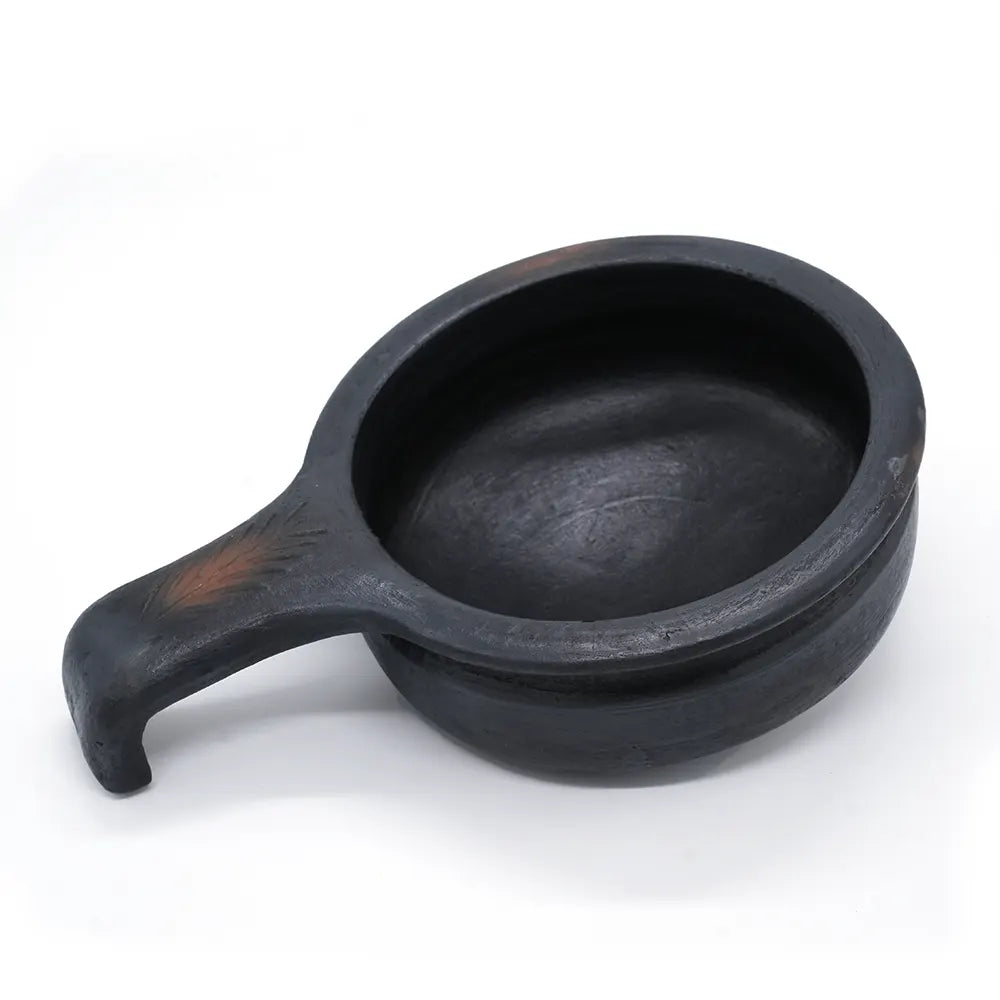 Fancy Handle Black Clay Chatti