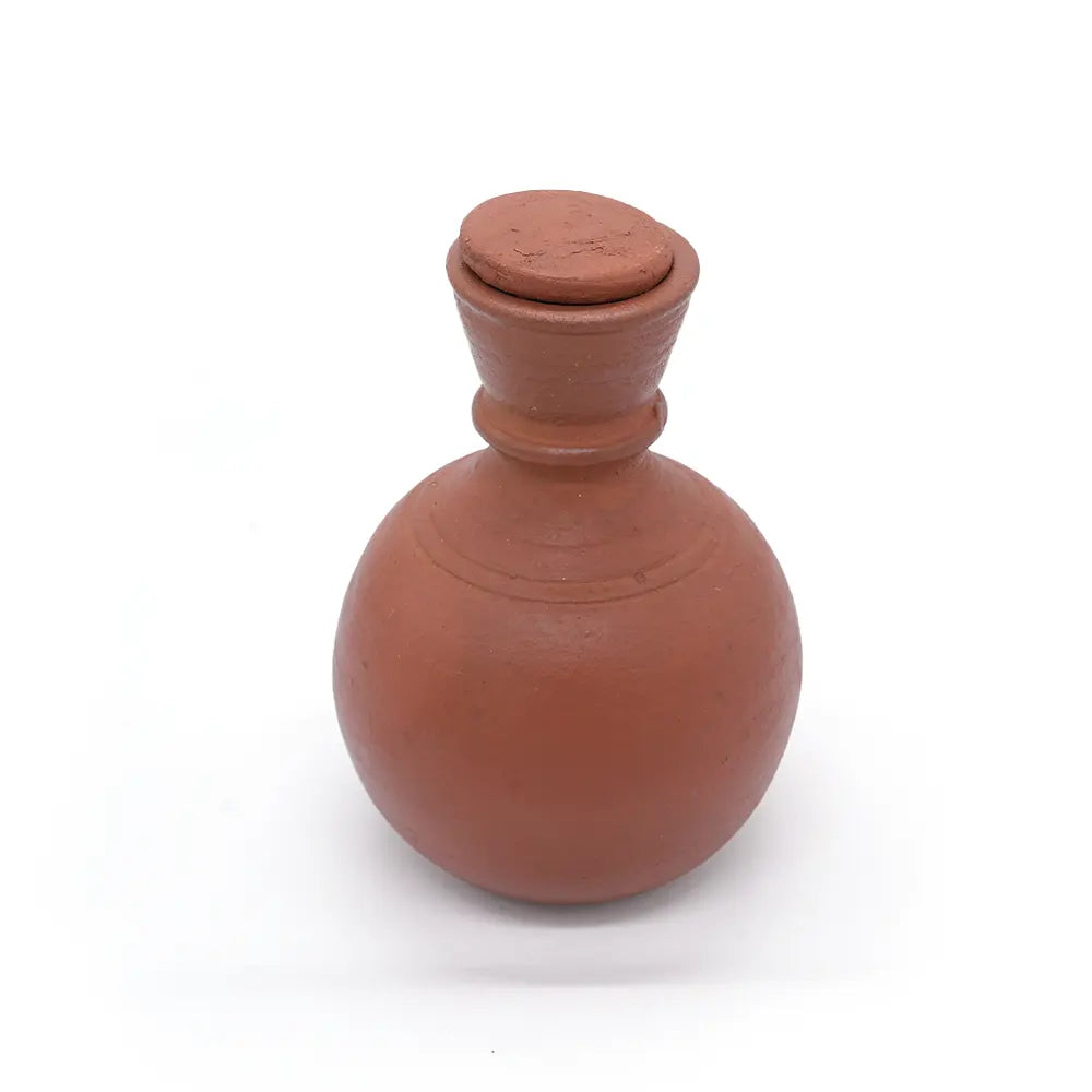 Handcrafted Terracotta Clay Water Bottle with Stopper