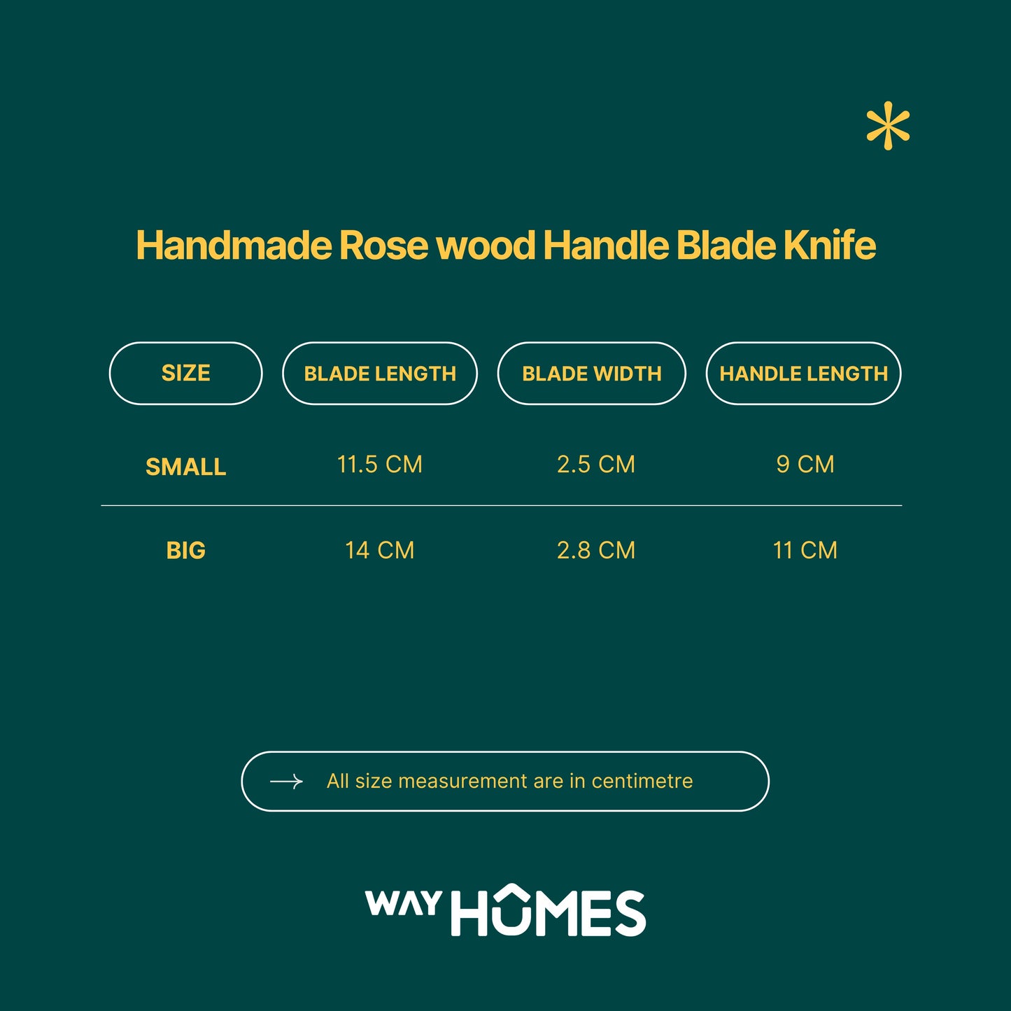 Handmade Rose wood Handle Blade Knife