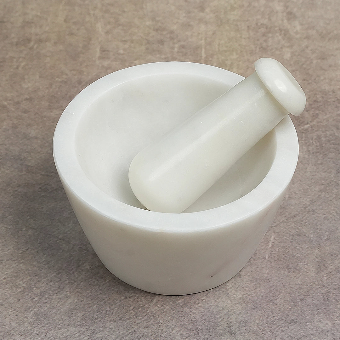 Noor White Marble Mortar and Pestle