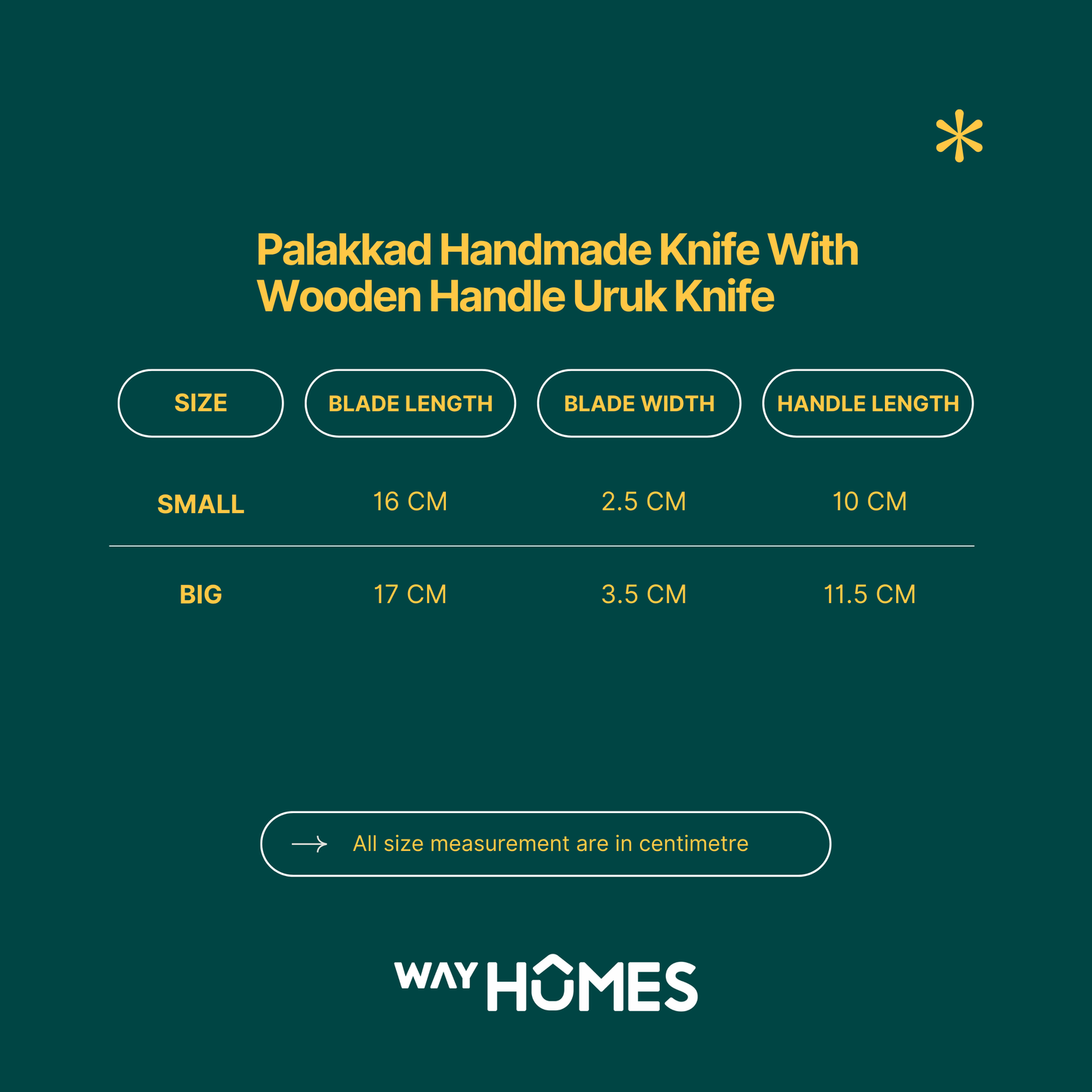 Palakkad Handmade Knife With Wooden Handle Uruk Knife