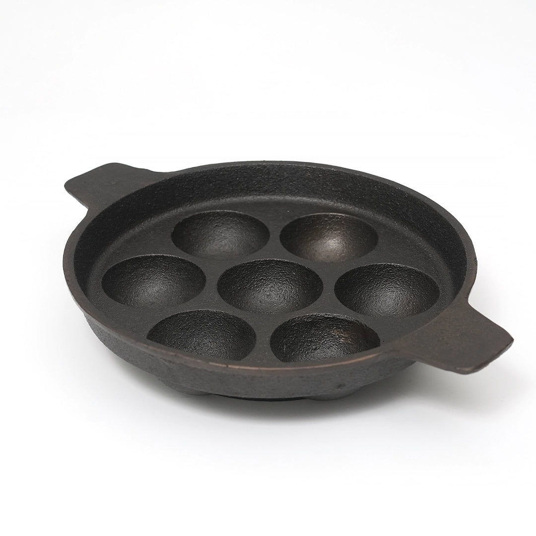 Pure castIron 3 set Combo - 7 Cavity Paniyarakallu + Double handle Dosa Kallu 11inch + Appachatti + FREE Tadka Pan