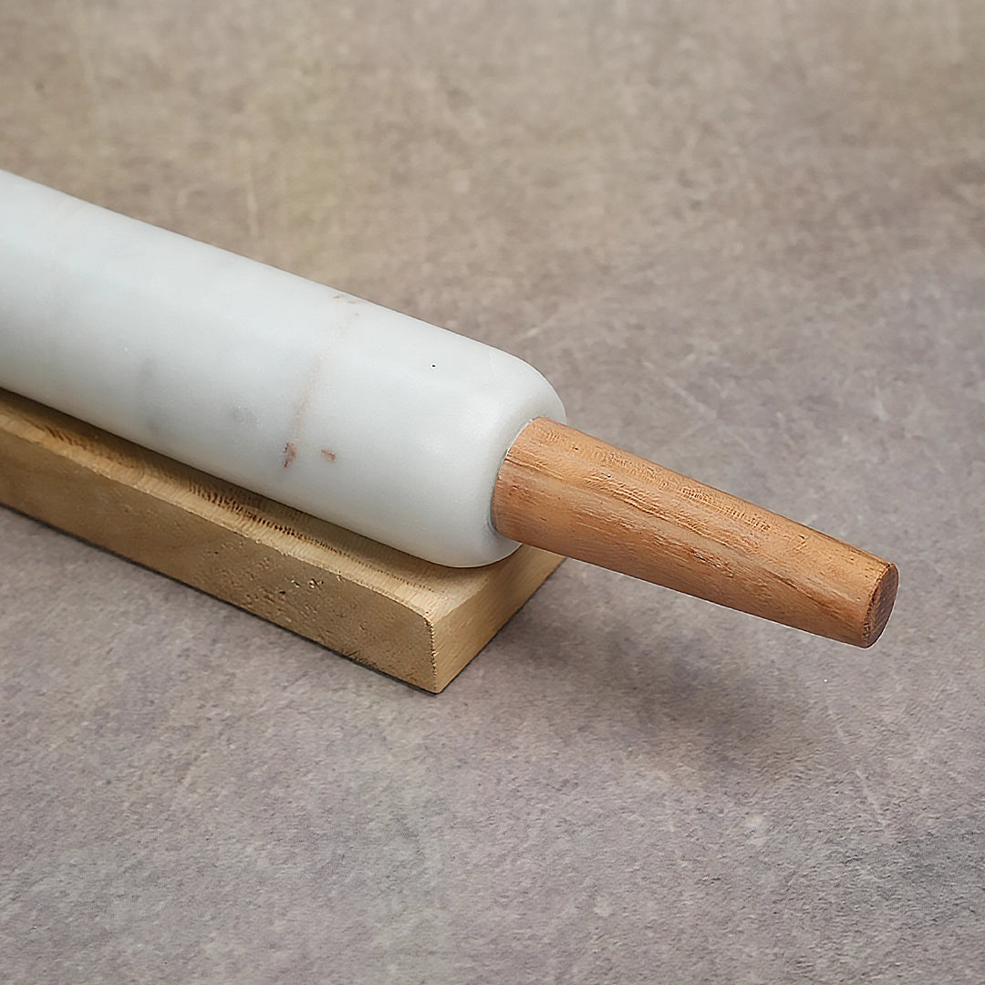 White Marble Chakla Belan with Stand