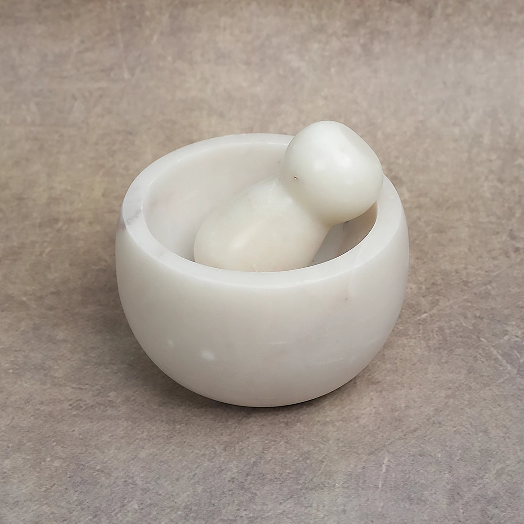 White Marble Mortar and Pestle