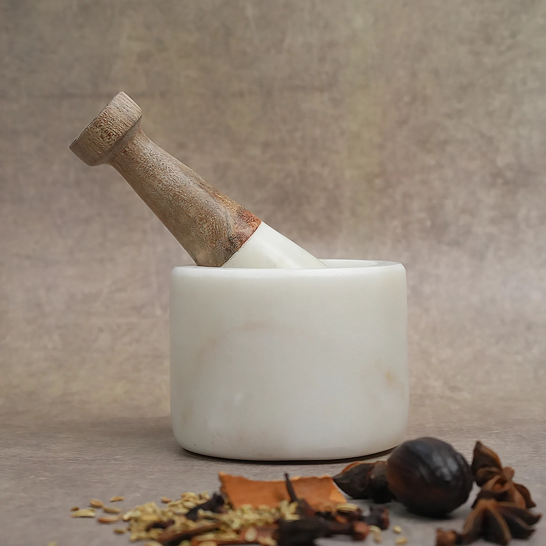 White Marble Mortar and Pestle