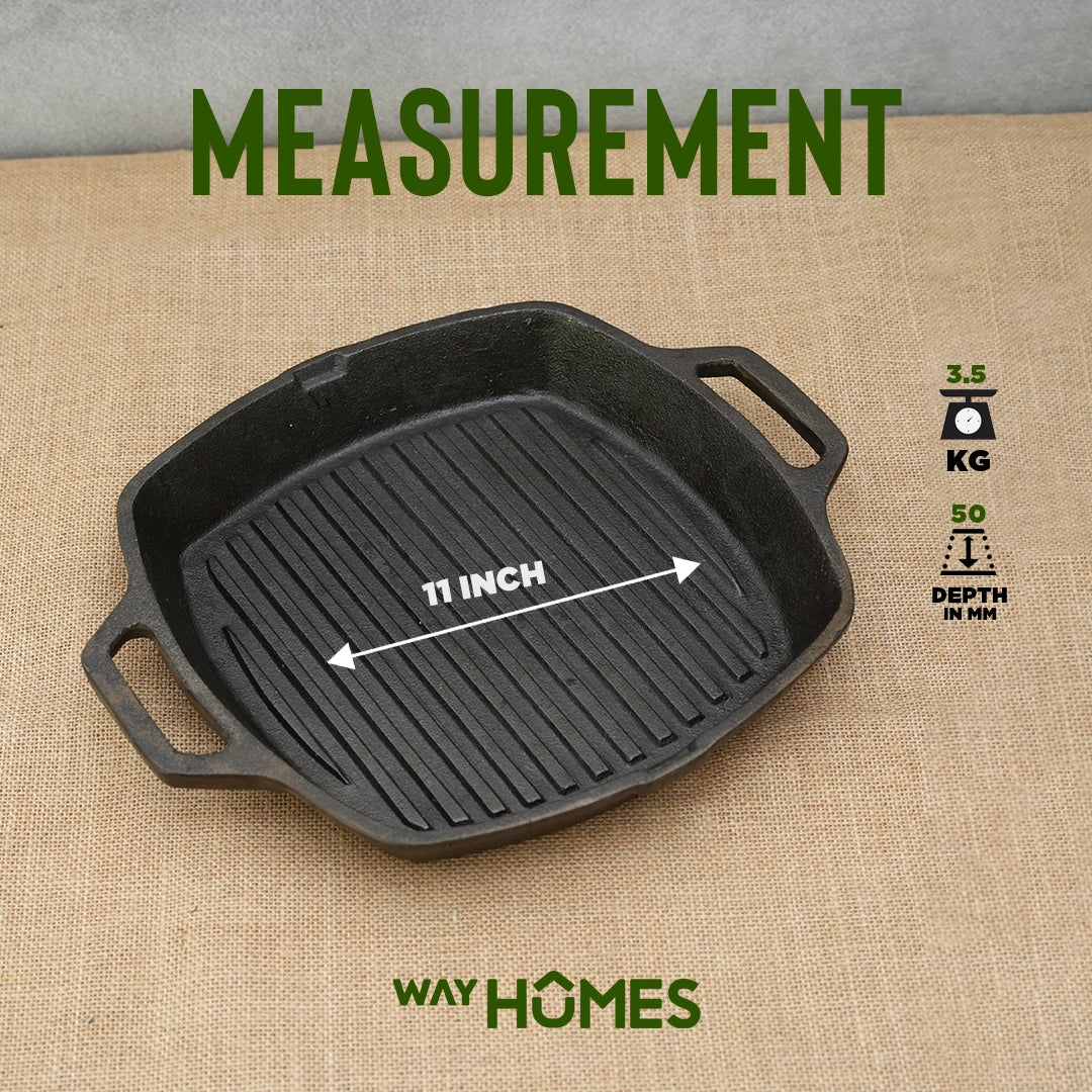Pure Castiron Grill Pand Double Handle Pre Seasoned