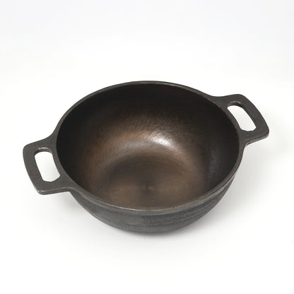 Very Deep Castiron Kadai Pre Seasoned Double Handle 10inch