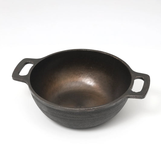 Very Deep Castiron Kadai Pre Seasoned Double Handle 10inch
