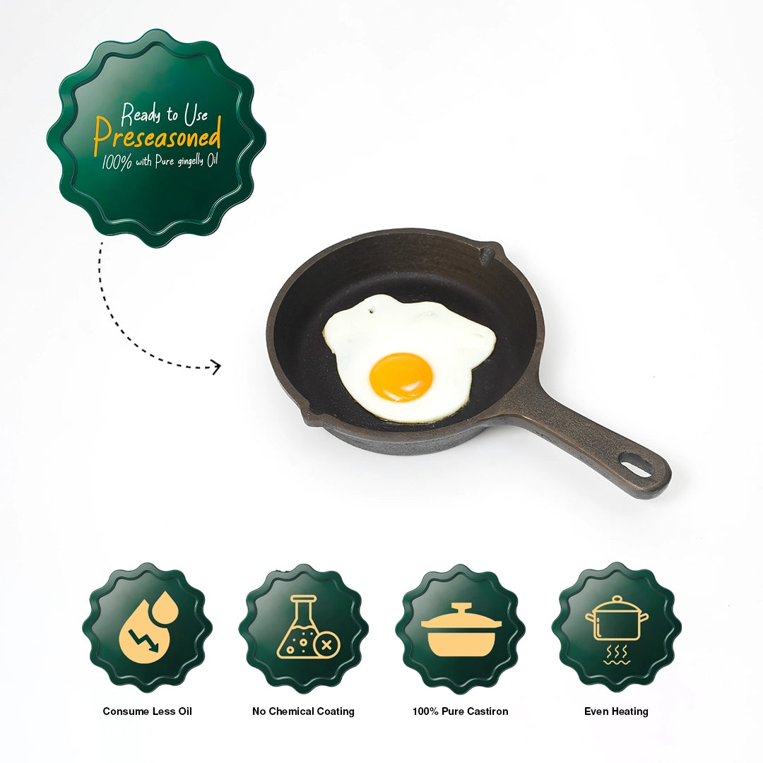6inch Pure Seasoned Castiron Small Skillet