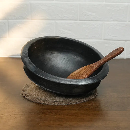 Fish Curry Chatti Black Clay With Lid & With Out Lid