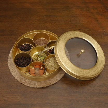 Brass Masala Box with Acrylic Lid