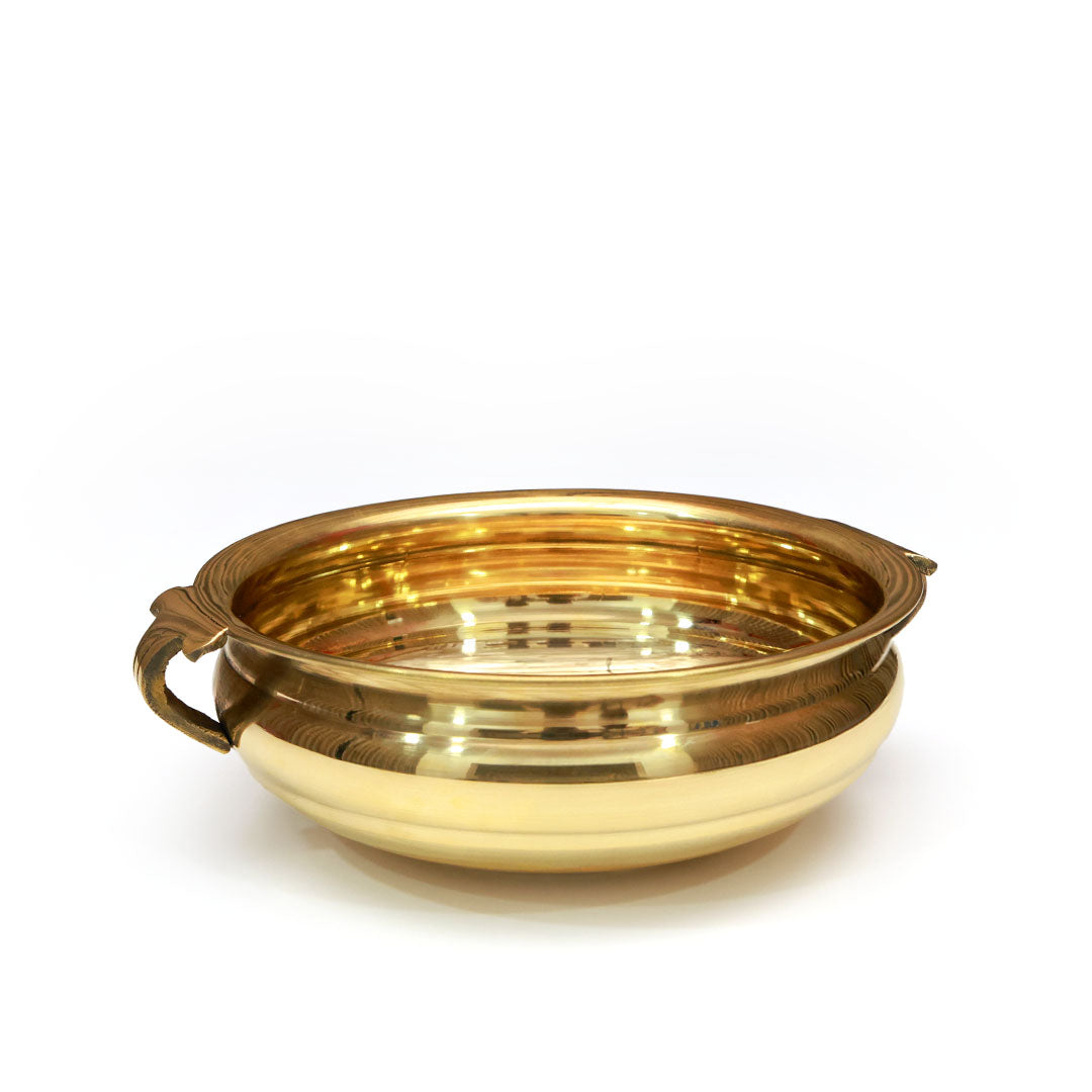 Brass Traditional Sheet Urli Bowl for Decoration Dual Handle