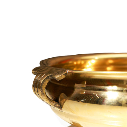 Brass Traditional Sheet Urli Bowl for Decoration Dual Handle