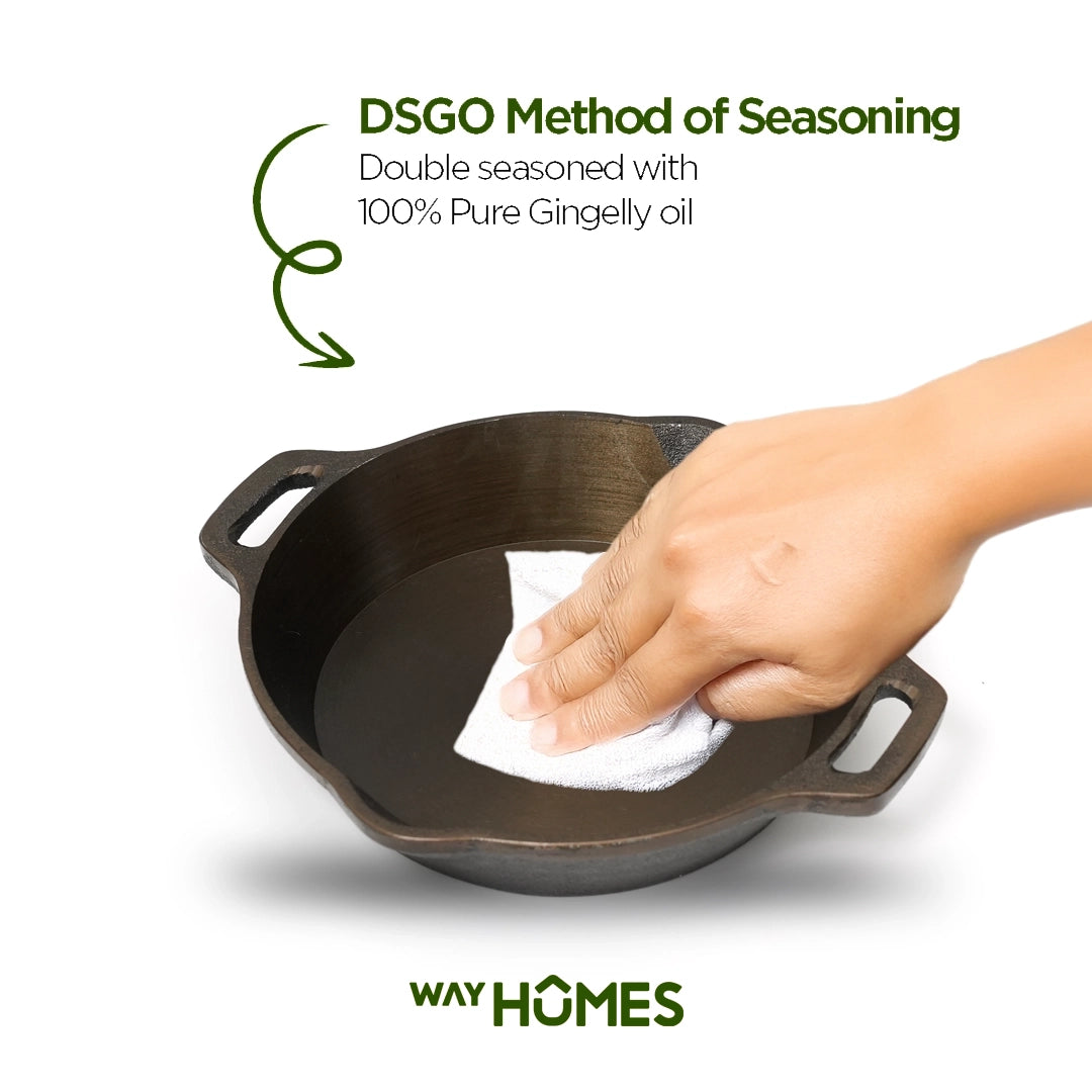 Castiron Skillet Double Handle 100% Pre Seasoned – WAYHOMES