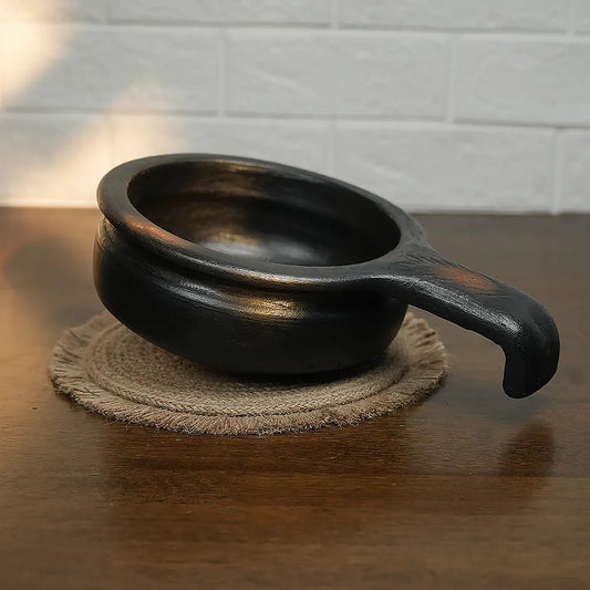 Fancy Handle Black Clay Chatti