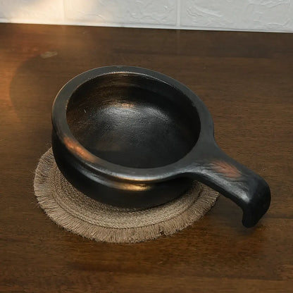 Fancy Handle Black Clay Chatti