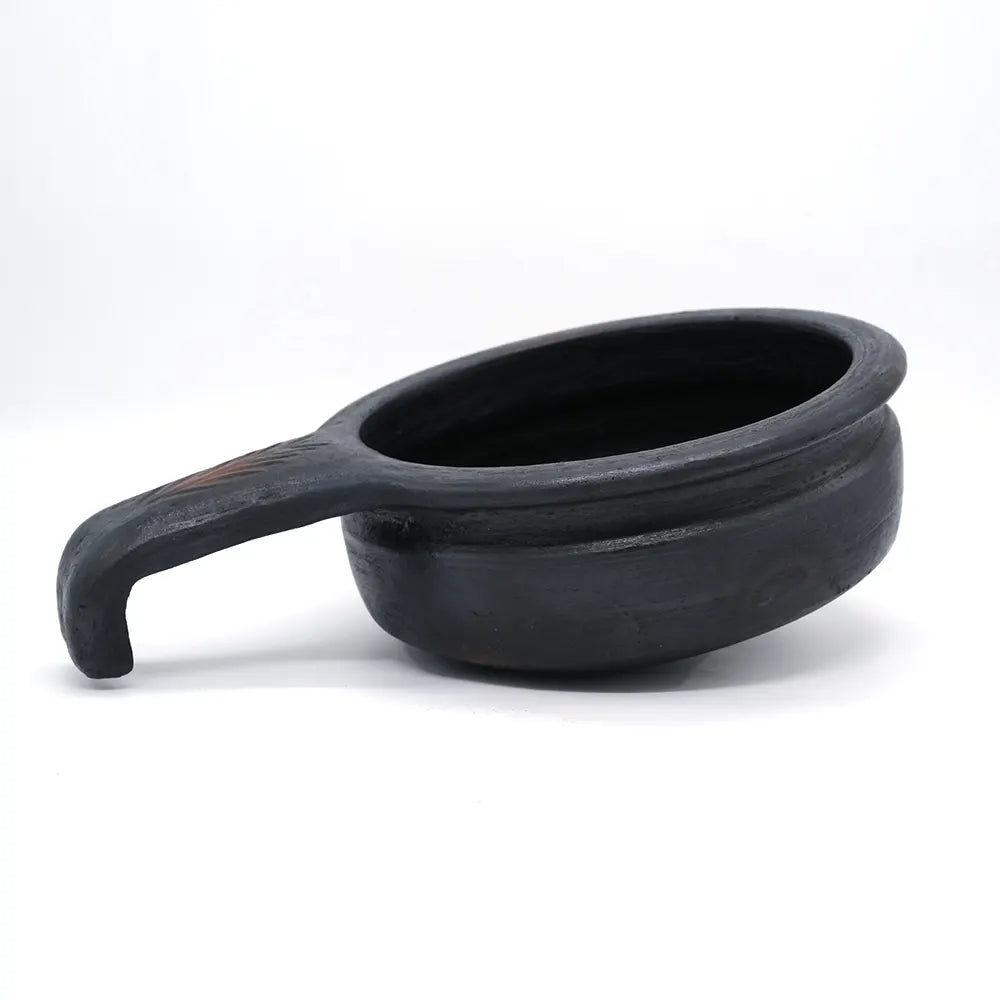 Fancy Handle Black Clay Chatti