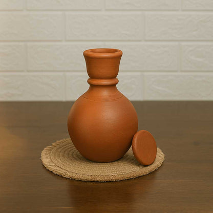 Handcrafted Terracotta Clay Water Bottle with Stopper