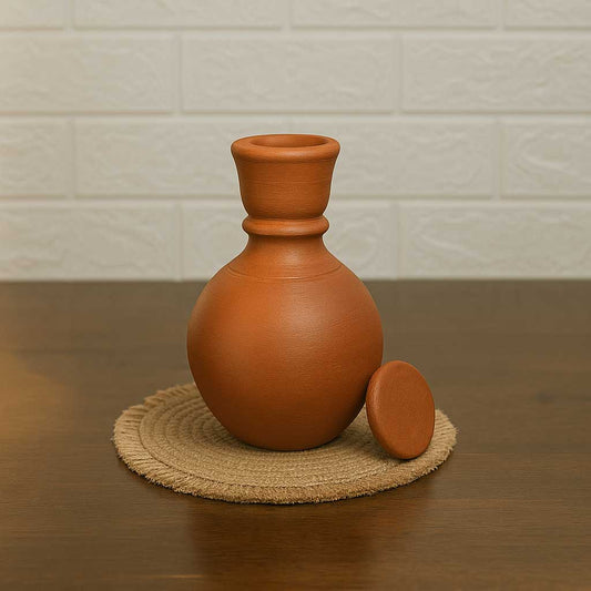 Handcrafted Terracotta Clay Water Bottle with Stopper