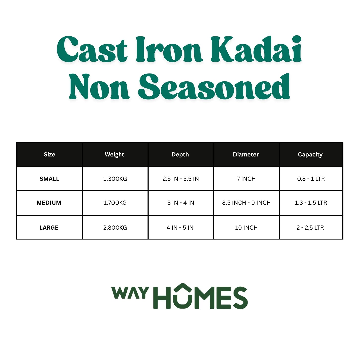 Cast Iron Kadai / Cheenachatty Non Seasoned [ 7 ,9 ,10 inch Diameters ]