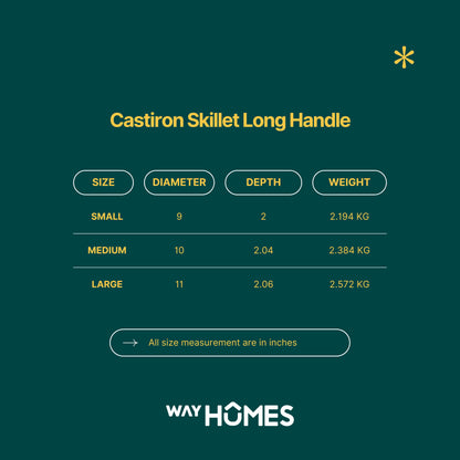 Castiron Skillet Long Handle Pre Seasoned