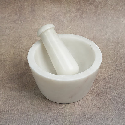 Noor White Marble Mortar and Pestle