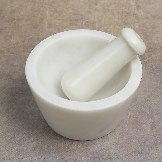 Noor White Marble Mortar and Pestle