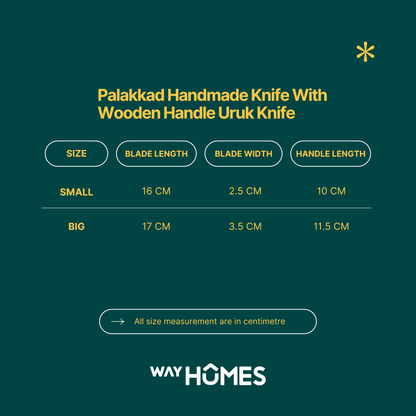 Palakkad Handmade Knife With Wooden Handle Uruk Knife