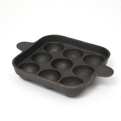 Pure Castiron Paniyarakallu / Unniyappam Chatti With Double Handle Square 9 Cavity Pre Seasoned
