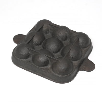 Pure Castiron Paniyarakallu / Unniyappam Chatti With Double Handle Square 9 Cavity Pre Seasoned
