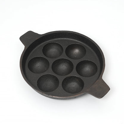 Pure castIron 2 set Combo - 7 Cavity Paniyarakallu / Unniyappa Kallu + Double Handle Skillet 9.5inch + FREE Urukku Knife