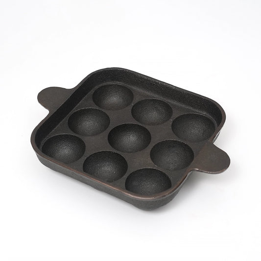 Pure Castiron Paniyarakallu / Unniyappam Chatti With Double Handle Square 9 Cavity Pre Seasoned
