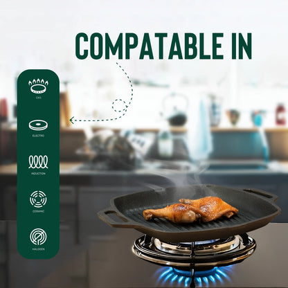Pure Castiron Grill Pand Double Handle Pre Seasoned