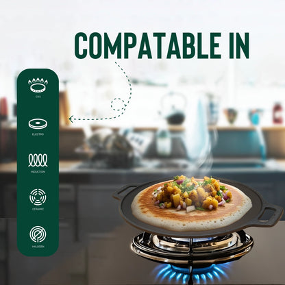 Pure Seasoned Castiron Double Handle Dosa Tawa