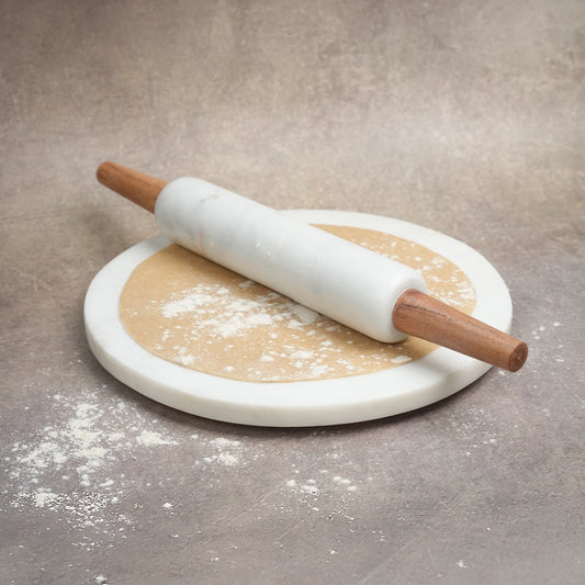 White Marble Chakla Belan with Stand