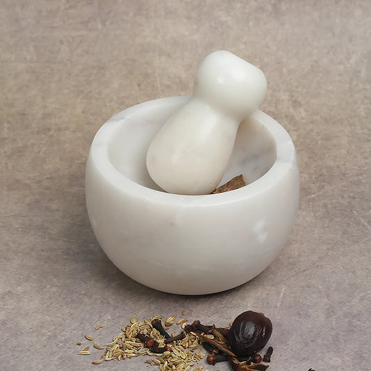 White Marble Mortar and Pestle