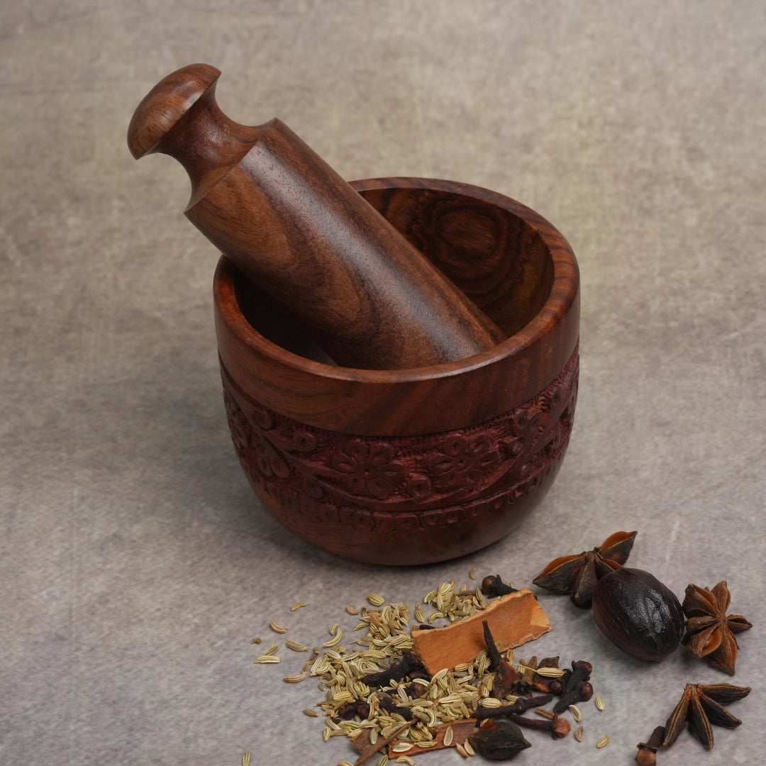 Wooden Mortar and Pestle