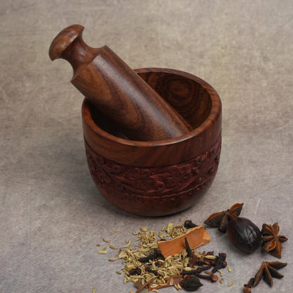 Wooden Mortar and Pestle