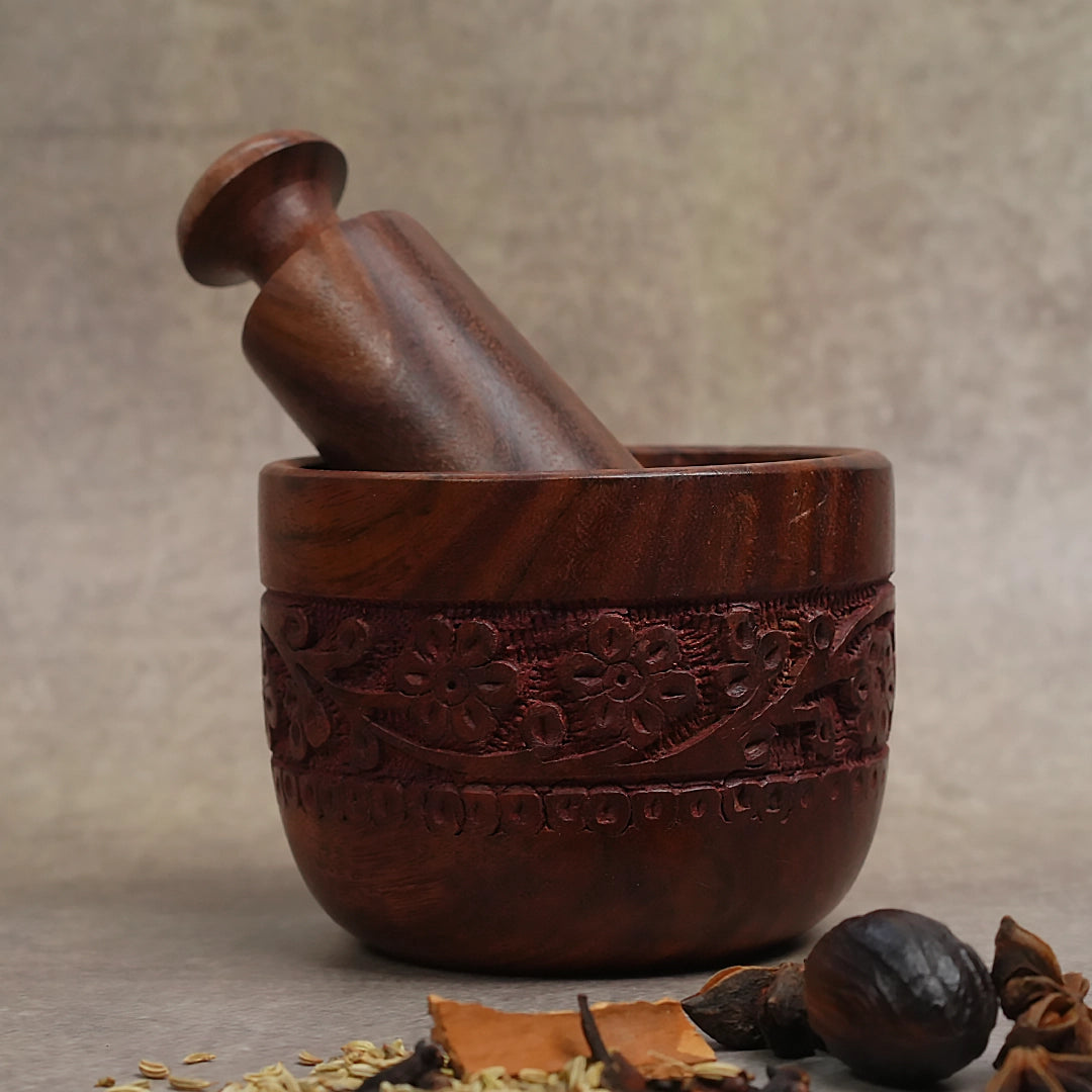 Wooden Mortar and Pestle