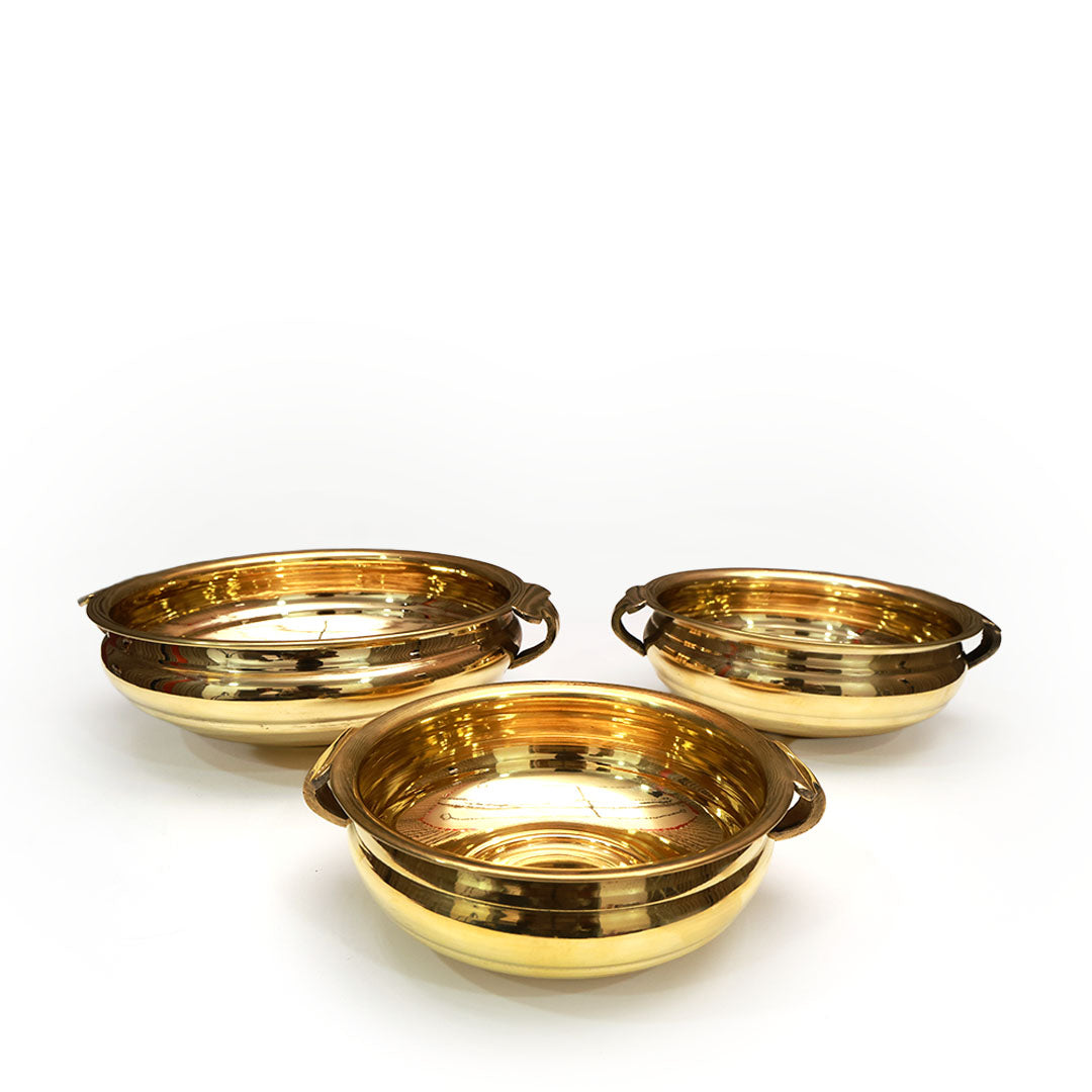 Brass Traditional Sheet Urli Bowl for Decoration Dual Handle